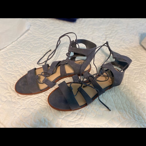 Vince Camuto Gray Suede Lace up Sandals - Picture 2 of 3